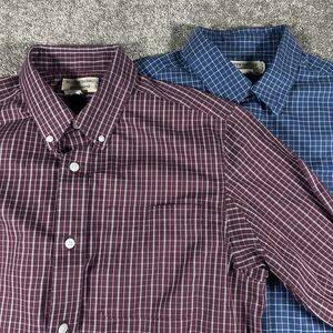 Lot of 2 Duluth Trading Shirt Men Large Button Down Trim Fit Wrinkle Fighter